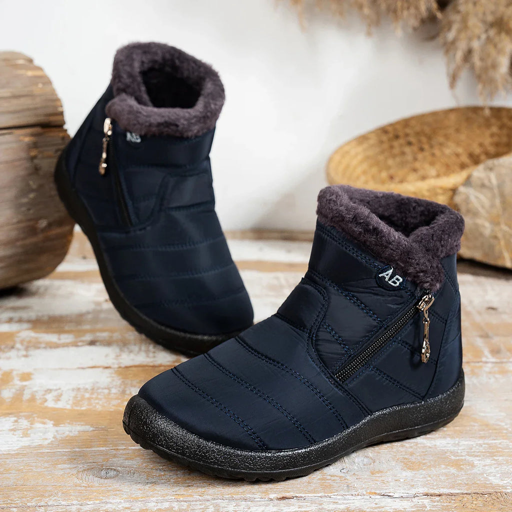 Women's Waterproof Snow Boots Faux Fur Lined Side Zipper Ankle Winter Cold Weather