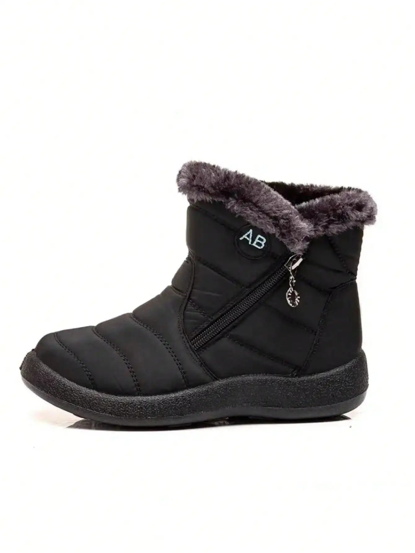 Women's Waterproof Snow Boots Faux Fur Lined Side Zipper Ankle Winter Cold Weather
