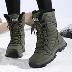 Women's Waterproof Snow Boots Lace-Up Mid-Calf Winter Hiking Insulated Faux Fur