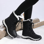Women's Waterproof Snow Boots Lace-Up Mid-Calf Winter Hiking Insulated Faux Fur