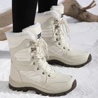 Women's Waterproof Snow Boots Lace-Up Mid-Calf Winter Hiking Insulated Faux Fur