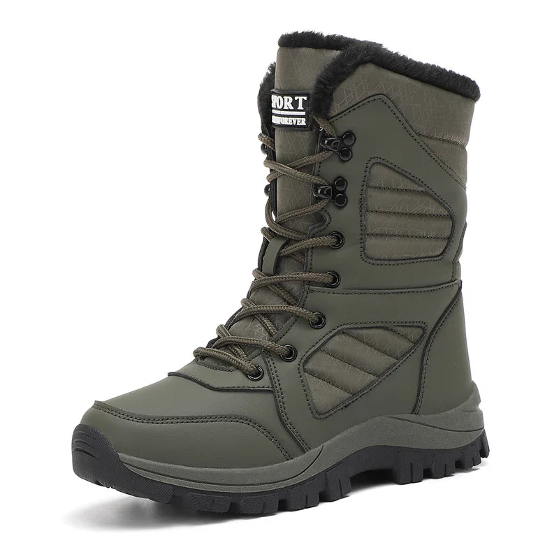 Women's Waterproof Snow Boots Lace-Up Mid-Calf Winter Hiking Insulated Faux Fur