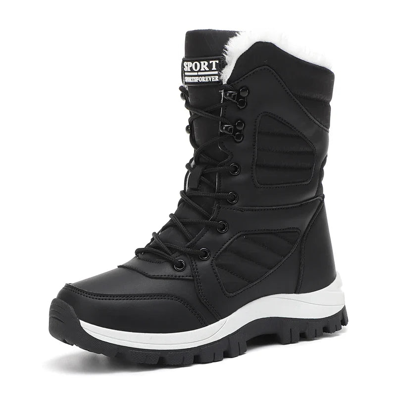 Women's Waterproof Snow Boots Lace-Up Mid-Calf Winter Hiking Insulated Faux Fur