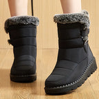 Women's Waterproof Snow Boots Mid-Calf Fur Lined Winter Boots Slip-On Warm