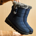 Women's Waterproof Snow Boots Mid-Calf Fur Lined Winter Boots Slip-On Warm